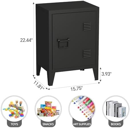 MIOCASA Metal Nightstand Modern End Side Table Steel Bedside Storage Cabinet - Image 3