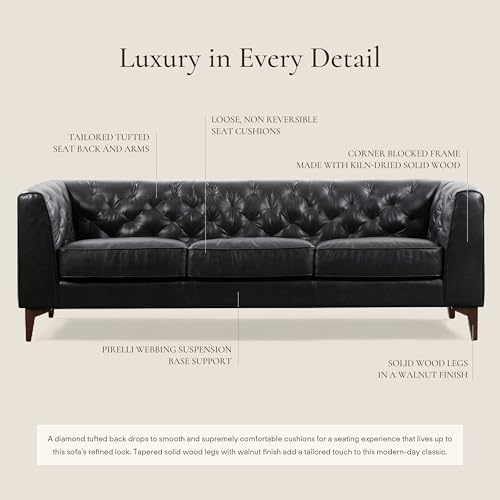 POLY & BARK Essex 89” Full-Grain Italian Leather Sofa – Tufted Back, - Image 5