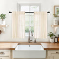YoungsTex Linen Sheer Kitchen Window Curtains 36 Inch Length Small Drapes by YoungsTex