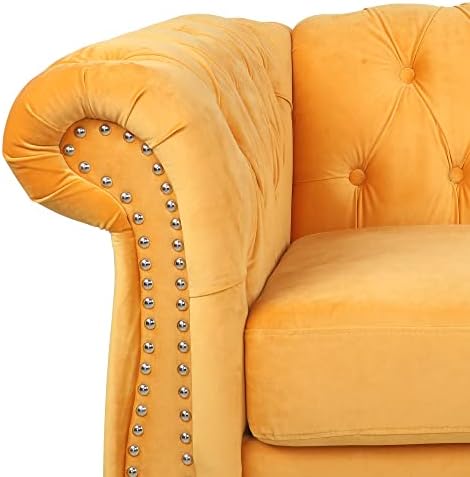 LEVNARY Velvet Chesterfield Sofa, Classic Tufted Upholstered Couch, Modern 3 - Image 5