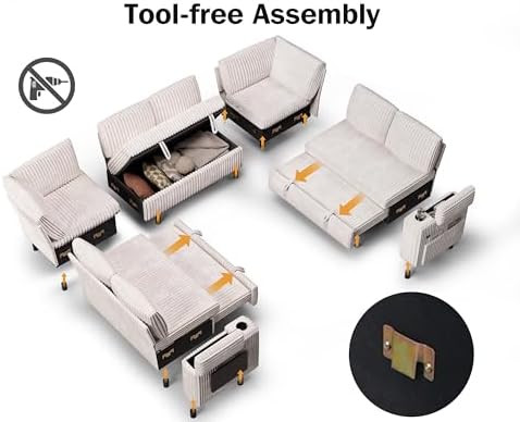 Vipbear 111" Modular Sectional Sleeper Sofa - Image 4
