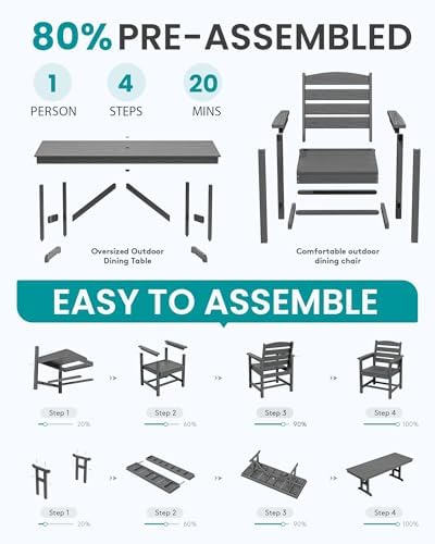 SERWALL Outdoor HDPE Dining Chairs Set of 4 - Image 5