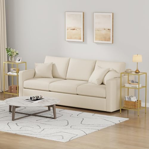 Gold Side Tables Set of 2, Tempered Glass End Table - Image 7