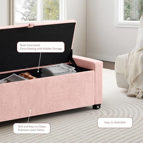 GRAINELL 42.13” Storage Ottoman Bench, Upholstered Tufted Bedroom Bench - Image 5