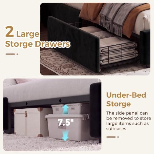 Jocoevol Queen LED Velvet Bed Frame - Image 7