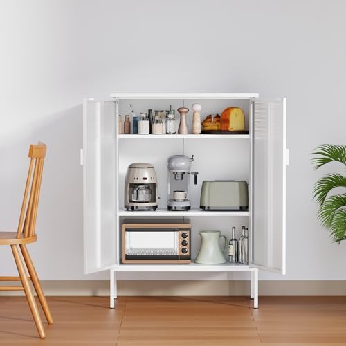 Ustamio 2 Door Accent White Metal Storage Cabinet - Image 6