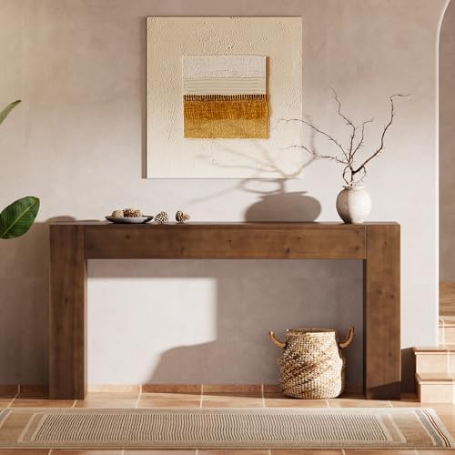 Solid Wood Console Table, 63-Inch Farmhouse Sofa Table Behind Couch - Image 7