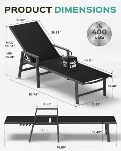 Vexwalx Patio Chaise Lounge Chair Outdoor - Image 2