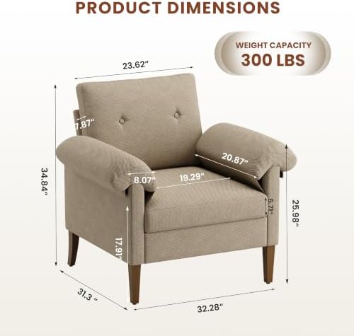 Accent Chairs Set of 2, Modern Upholstered Corner Chair - Image 2