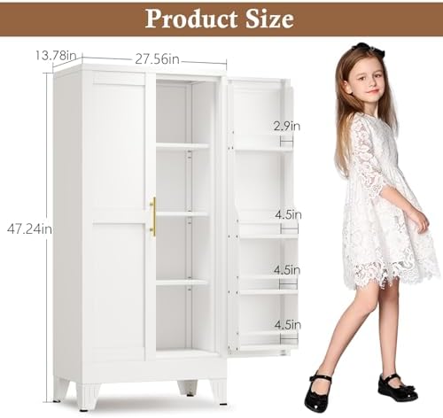 GAIOUS Metal Kitchen Pantry Cabinet, Food Storage Cabinets White Cupboard - Image 2