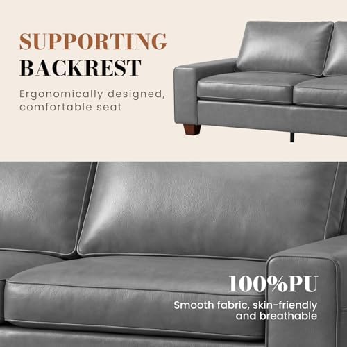 COUCHOICE Modern Faux Leather Sofa Couch - Image 3