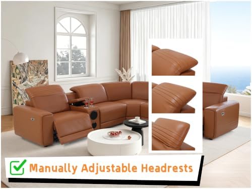 Power Recliner Sectional Couch, Breathing Leather Living Room Furniture Set - Image 5