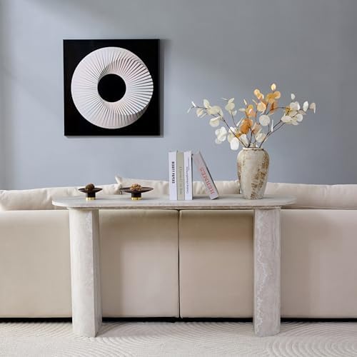 55" Faux Travertine Stone Console Table - Image 7