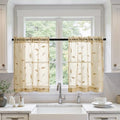 MIULEE Beige Sheer 30x36 Inches Length 2 Panels Embroidered Leaf Patterned by MIULEE