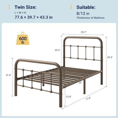 Allewie Twin Metal Bed Frame - Image 2