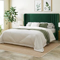Allewie Queen Size Velvet Platform Bed Frame, Tall Wingback Headboard by Allewie