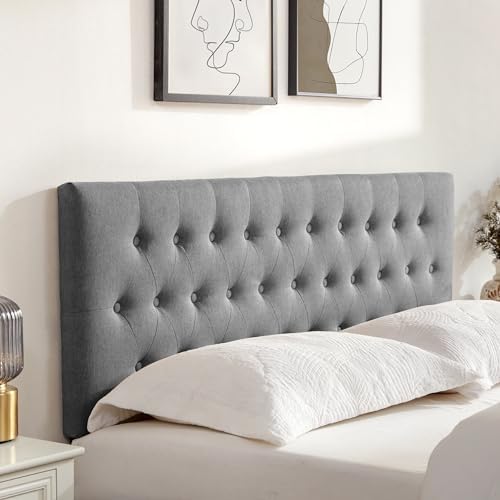 Tufted Upholstered Headboard King Size, Adjustable Height 37- 51 in - Image 6