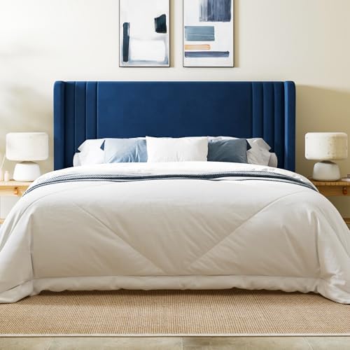 Allewie Queen Size Velvet Platform Bed Frame, Tall Wingback Headboard - Image 3