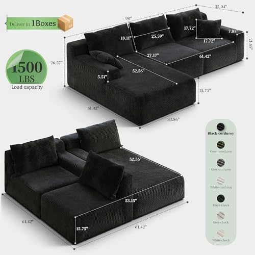 Homkdom Modular Sectional Sofa for Apartment, Left Facing Chaise - Image 2