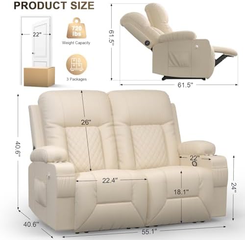 YONISEE Loveseat Recliner, Loveseat Recliner Sofa - Image 2