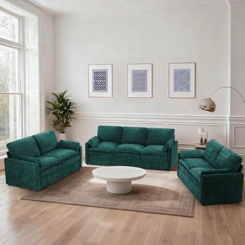 3 Pieces Chenille Sofa Set w/Two Arm Pillows by ACMEASE