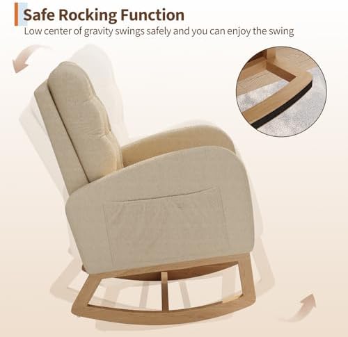 GarveeHome Nursery Rocking Chair, Teddy Fleece Upholstery, Sturdy Wooden Legs & - Image 6