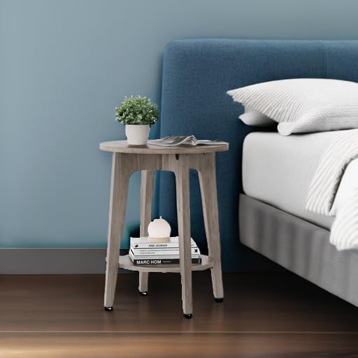 VASAGLE Round Side Table with Lower Shelf, End Table - Image 6
