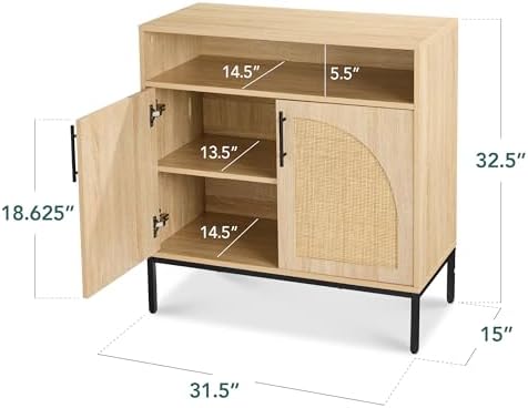 Best Choice Products Rattan Sideboard Buffet Cabinet, Entryway Table, Accent - Image 3