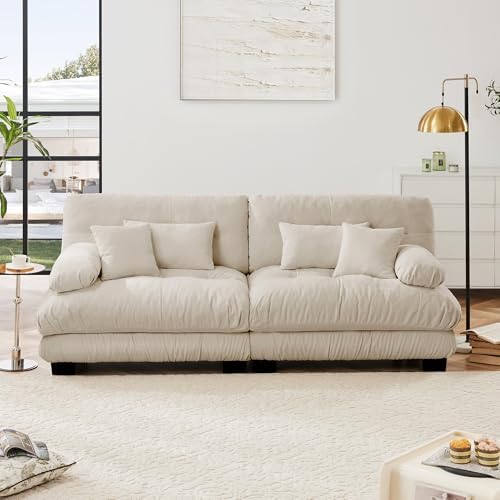 Modular Sectional Sofa for Living Room, 94.4" Comfy Cloud Couch, 2 Seater Beige - Image 3