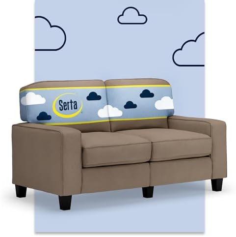 Serta Palisades 61" Track Arm Sofa, Easy Care Polyester, Soft Pillow Back by Serta