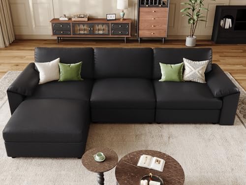 EASE MOOSE Leather Sectional Couch, L Shaped Modular Sectional Sofa - Image 3