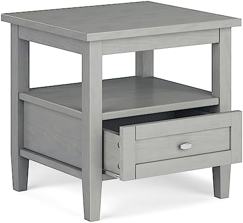 SIMPLIHOME Warm Shaker 20" Wide Solid Wood Square End Table in Fog Grey - Image 4