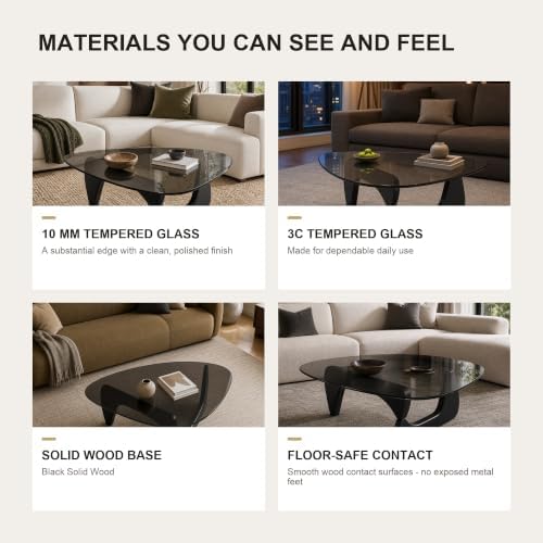 EASYSOUL 44.88-Inch Mid-Century Modern Triangle Glass Coffee Table - Image 5