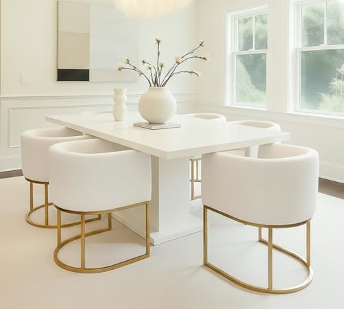 HNY Mid Century Modern Upholstered Barrel Dining Chairs - Image 5