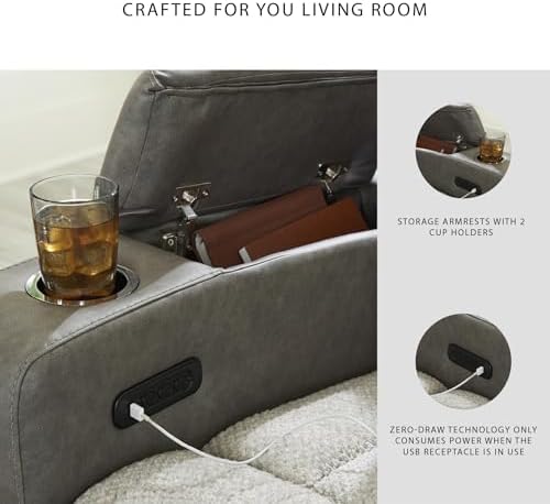 Signature Design by Ashley Power Reclining Sofa - Image 5