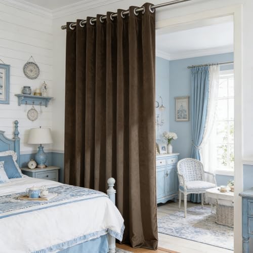 SMILETIME Brown Velvet Curtains 104"x84" Grommet 1 Panel by SMILETIME