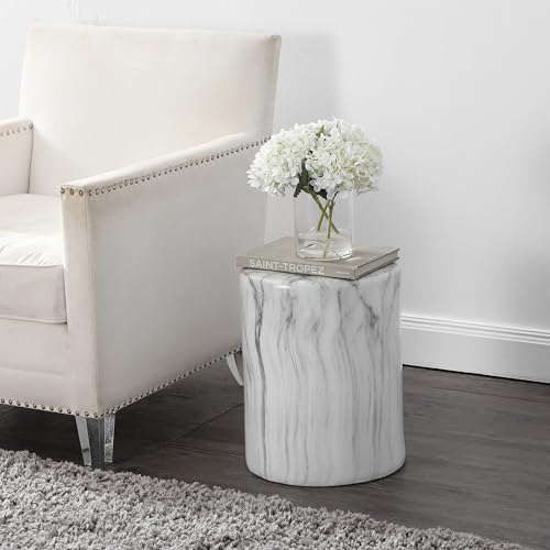 JONATHAN Y Troy Faux Marble Cylinder Accent End Table 17" - Image 6