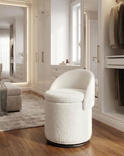 DUOMAY Modern Round Swivel Vanity Storage Stool - Image 6