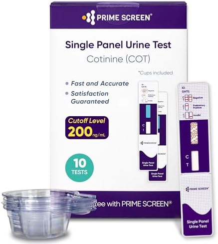 Prime Screen Nicotine Tobacco Cotinine Urine Test Kit by Prime+Screen