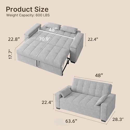Gizoon Convertible Sofa Bed, 70.9'' Sleeper Loveseat - Image 2