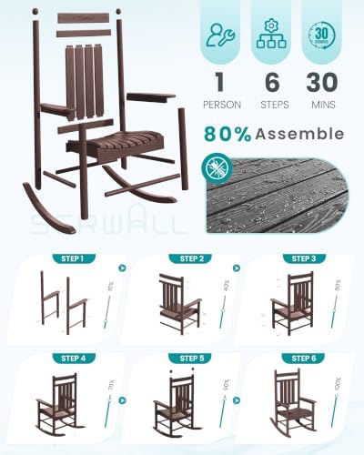 SERWALL Comfortable Outdoor Rocking Chairs Set of 3 - Image 6