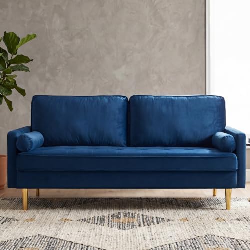 KEIKI 65" Velvet Futon Sofa Loveseat, Small Sleeper Cloud Couch Bed by KEIKI