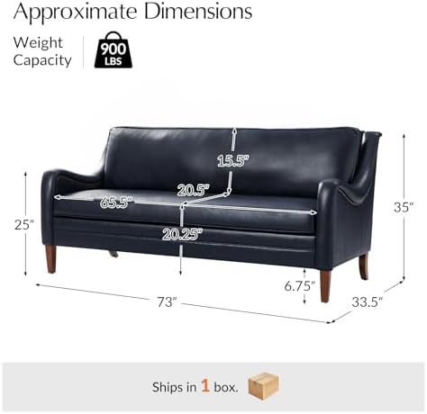HULALA HOME Faux Leather Sofa - Image 2