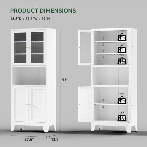 COFaR 69" Pantry Cabinet, Metal Storage Cabinet - Image 3