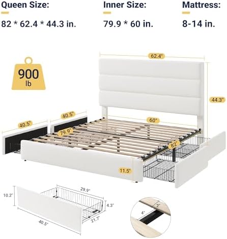 Allewie Modern Queen Size Platform Bed Frame - Image 2