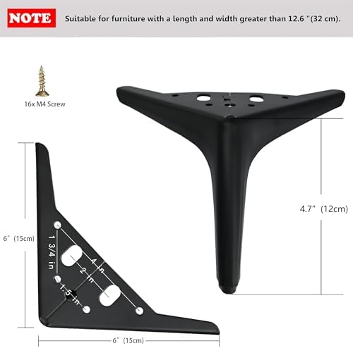 4.7 inch/12cm Matte Black Metal Furniture Legs Set of 4 - Image 2