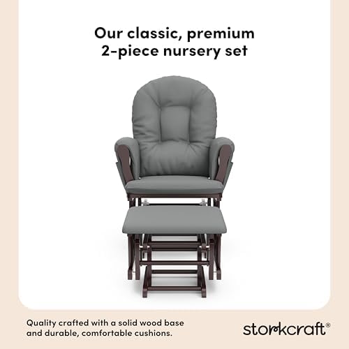 Storkcraft Premium Hoop Glider & Ottoman, Espresso/Gray - Image 5
