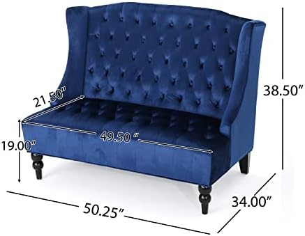 Modern Tufted Velvet Wingback Loveseat, Tufted Velvet 2 Seat Couch Sofas - Image 2