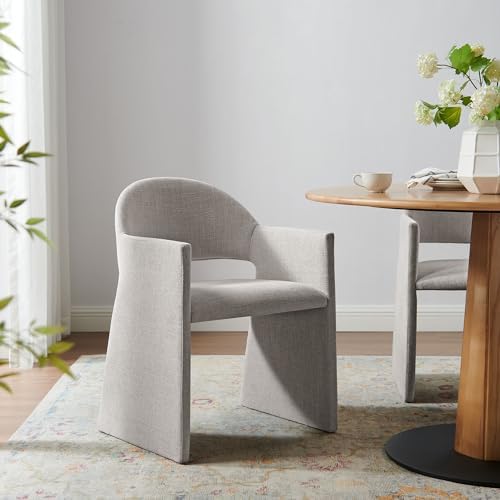 Modway Talia Upholstered Fabric Dining Armchair in Linen - Image 2
