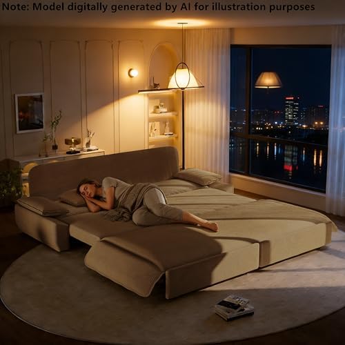94.5" Sleeper Sofa Bed King Size, 3-in-1 Convertible Corduroy Couch - Image 2